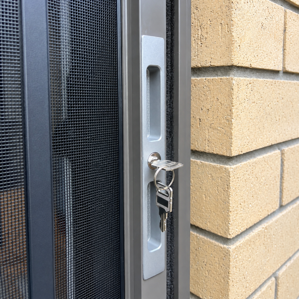 Lockable security handle on a pet screen door, Auckland