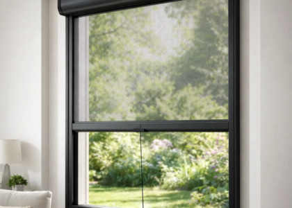 Retractable fly screen window installed in an Auckland home